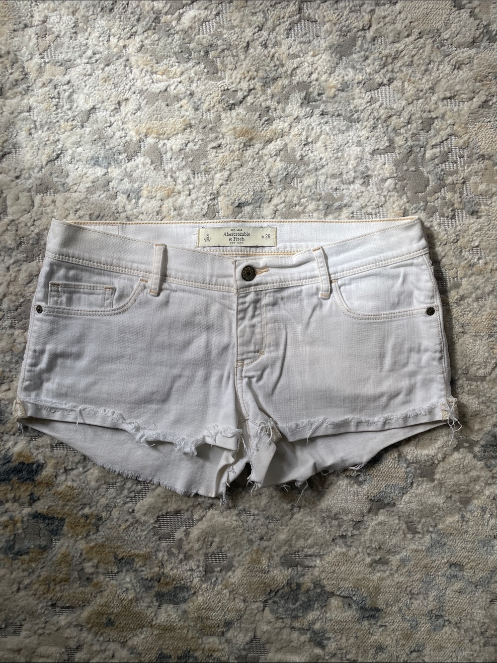 Abercrombie & Fitch White Frayed Denim Cutoff Shorts